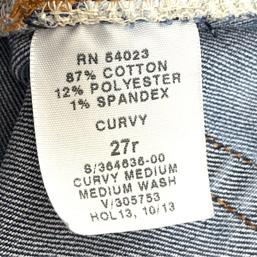 GAP 1969  Size 27R Blue Cotton Blend CURVY Stretch Selvedge Jeans 84b - Picture 10 of 11